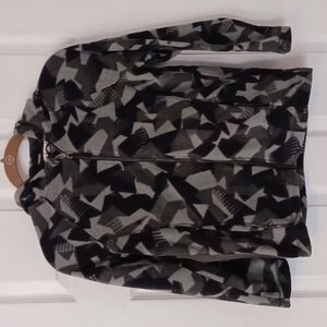 Lands End kids zip up Hoodie fleece sweatshirt gray and black size small